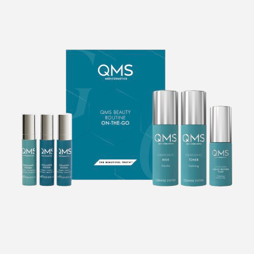 beste huidverzorging voor onderweg
luxe reisformaat skincare set
complete beauty routine voor op reis
QMS collageen serums kopen
huidverzorging op reis tips
travel kit huidverzorging anti-aging
compacte gezichtsverzorging voor handbagage
